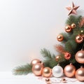 Christmas background rose gold balls AI Genelate Royalty Free Stock Photo