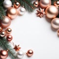 Christmas background rose gold balls AI Genelate Royalty Free Stock Photo