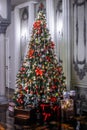 Decorated christmas tree, gifts under it Royalty Free Stock Photo