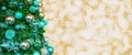 Decorated Christmas tree on Gold Christmas background of de-focused lights Royalty Free Stock Photo