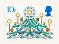 Decorated Christmas Tree on Great Britain Postage Stamp