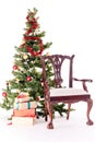 Santa chair near Christmas tree