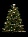 Decorated Christmas Tree Isolated on Black Background Royalty Free Stock Photo