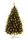 Decorated christmas tree isolated on white Royalty Free Stock Photo