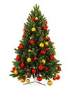 Decorated christmas tree isolated on white Royalty Free Stock Photo