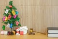 decorated christmas tree judge gavel & law book. lawyer attorney Royalty Free Stock Photo