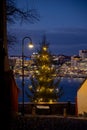 Beautiful cosy Christmas time evening in Stockholm