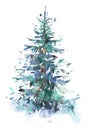 Decorated christmas tree New year Watercolor illustration Water color drawing Royalty Free Stock Photo