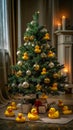 A decorated christmas tree with rubber ducks and presents under it Royalty Free Stock Photo
