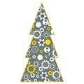 Decorated Christmas tree in the steampunk style. Vintage steampunk Movement Vector illustration
