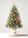 Decorated Christmas tree. Traditional festive decoration