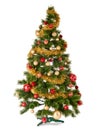 Decorated Christmas tree on white background