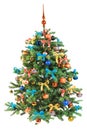 Decorated Christmas Tree on White Background Royalty Free Stock Photo