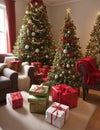 A decorated Christmas tree and wrapped gifts