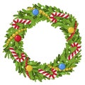 Decorated christmas wreath colorful festive vector illustration Royalty Free Stock Photo