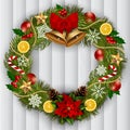 Decorated Christmas wreath. Vector Royalty Free Stock Photo