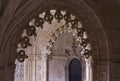Decorated cloister arches in Jeronimos monastery Royalty Free Stock Photo