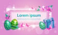 Decorated Colorful Eggs Easter Holiday Symbols Greeting Card