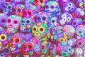 Decorated colorful skulls, ceramics death symbol at market, day of dead, Mexico Royalty Free Stock Photo