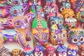 Decorated colorful skulls, ceramics death symbol at market, day of dead, Mexico Royalty Free Stock Photo