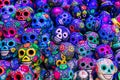 Decorated colorful skulls, ceramics death symbol at market, day of dead, Mexico Royalty Free Stock Photo