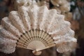 Vintage decorated cultural design traditional art beauty fan fashion background accessory white