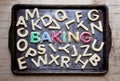 Decorated cookies BAKING on baking tray Royalty Free Stock Photo