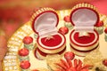Decorated couple rings presented at the engagement ceremony