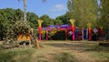 Decorated dancefloor in bright colors nature