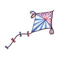 Decorated diamond shaped doodle kite with ribbons