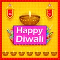 Decorated diya with cracker for Happy Diwali holiday background Royalty Free Stock Photo