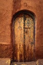 Decorated door. Magic symbols. Kasbah Ait Ben Haddou. Morocco. Royalty Free Stock Photo