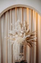 Decorated dry flowers interior columns arch curtains Royalty Free Stock Photo