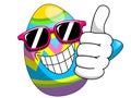 Decorated easter egg cartoon sunglasses thumb up isolated