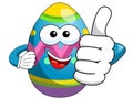 Decorated easter egg cartoon thumb up isolated