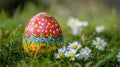 Decorated Easter Egg Rests Among Daisies In Grass Royalty Free Stock Photo