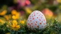 Decorated Easter Egg Rests In Springtime Grass Royalty Free Stock Photo