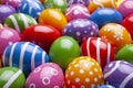 Decorated Easter eggs as background, closeup view Royalty Free Stock Photo