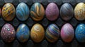 Decorated Easter Eggs in a Black Egg Carton Royalty Free Stock Photo