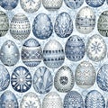 Decorated Easter Eggs Pattern Blue White Royalty Free Stock Photo