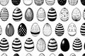 Decorated Easter Eggs Seamless Pattern Black and White Royalty Free Stock Photo