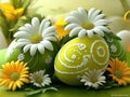 Decorated Easter Eggs with Spring Flowers Create Festive Still Life with Nature Theme Royalty Free Stock Photo