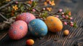 Decorated Easter Eggs with Spring Twigs