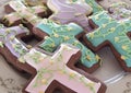 Decorated Easter holiday chocolate sugar cookies
