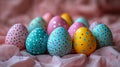 Creative and colorful decorated eggs arranged in a pleasing pattern for a festive celebration Royalty Free Stock Photo