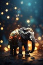 Decorated elephant figurine with sparkling lights on a bokeh background Generative by AI