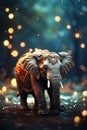 Decorated elephant figurine with sparkling lights on a bokeh background Generative by AI