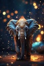 Decorated elephant figurine with sparkling lights on a bokeh background Generative by AI
