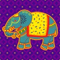 Decorated elephant in Indian art style