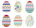 Decorated Embroidered Stitched Easter Eggs Royalty Free Stock Photo